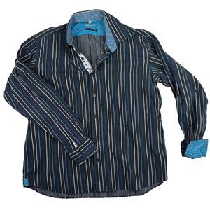 Visconti Uomo Paisley Print 2 Ply Mercerzed Cotton Shirt Men Sz XL Square Button